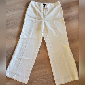 Ann Taylor Linen Blend High-Rise Wide-Leg Lined Off-White/Cream Pants - NWD